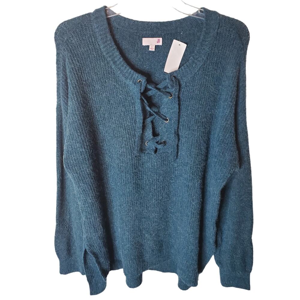 So Knit Tunic Length Dark Teal Sweater, NWT, Large